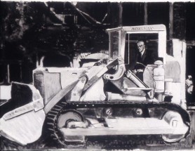 Mayakovsky in a Bulldozer in Vermeer's Little Street in Delft (Study)